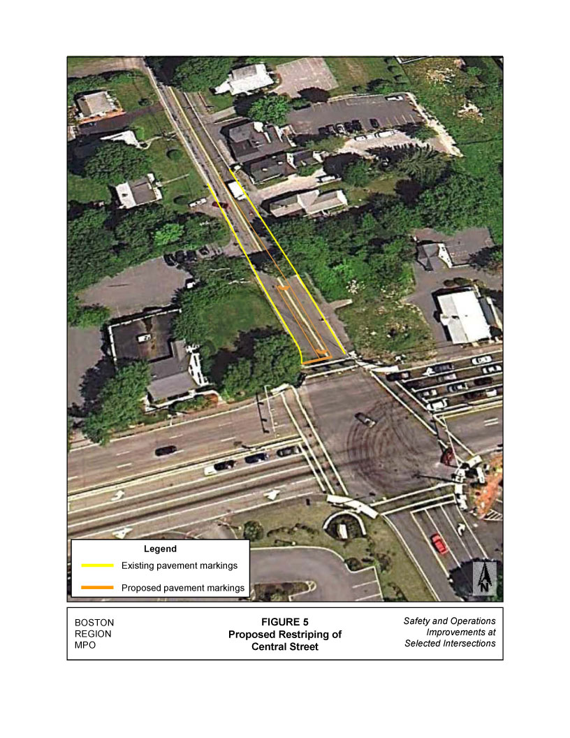 Figure 5 shows the proposed restriping of Central Street. 