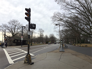 Figure 3-1, Shared-Use Path and Bike Lane on Franklin Park Road: Figure 3-1 presents a picture taken by MPO staff of the shared-use path that runs parallel to Franklin Park Road, alongside the road’s bike lane.