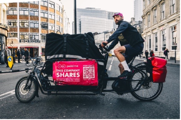 Two cargo e-bikes from different operators (PedalMe and Gnewt) displayed side
by side.