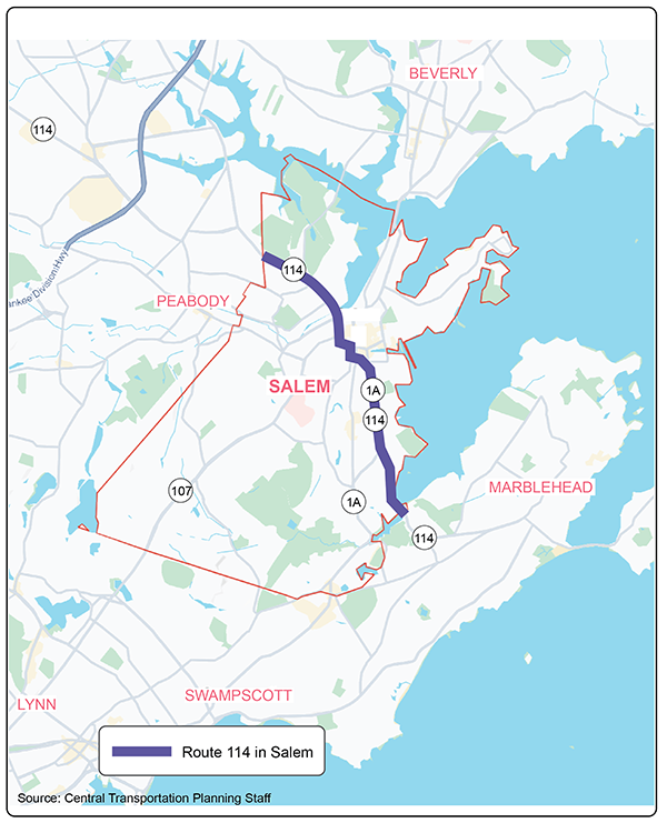 Figure 2 is a map of the study area and surrounding communities and streets.
