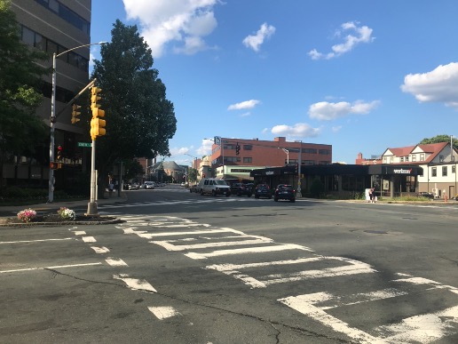 Figure 11
Fading crosswalk markings across the west leg of the intersection. 